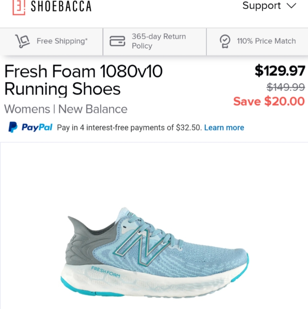 Light Blue New Balance Fresh Foam 1080v10